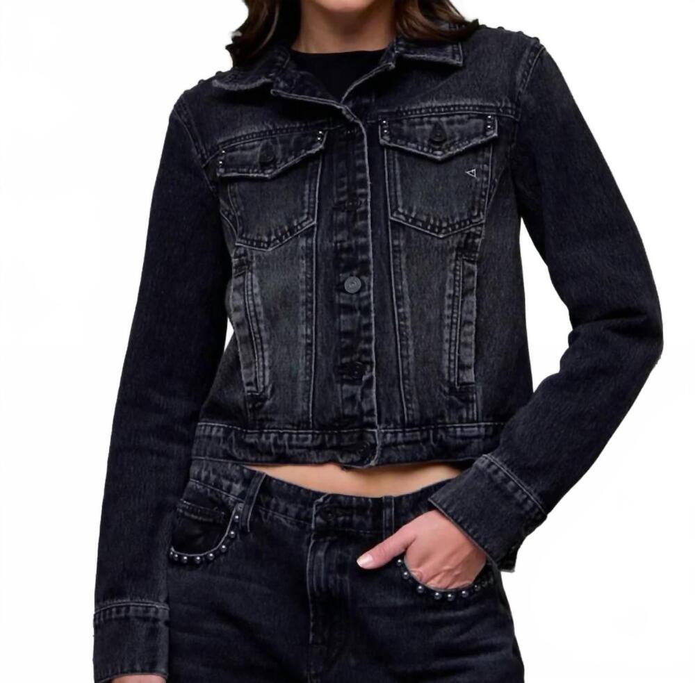NEW HIDDEN fitted trucker jacket in onyx